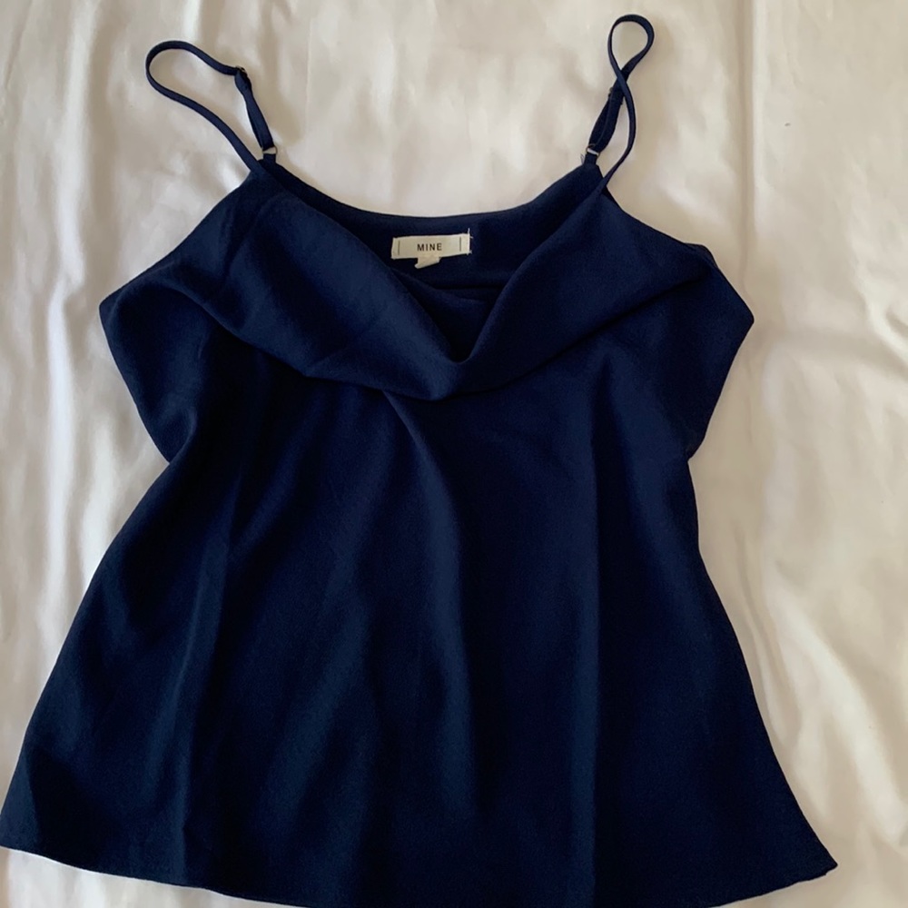 MINE (Francesas) Blue cowl neck cami tank top